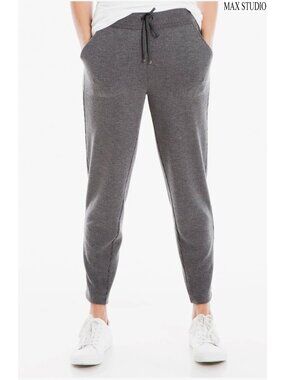 MAX STUDIO WOMEN NWT RIB KNIT SLOUCH CHARCOAL JOGGER PANT. SIZE S